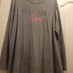 Lane Bryant Gray and Pink Long Sleeve Tee